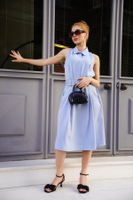 Gömlek Yaka Kemerli Elbise Mavi S255061 (Beden: Xl) - Görsel 6