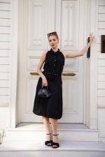 Gömlek Yaka Kemerli Elbise Siyah S255061 (Beden: S) - Görsel 4