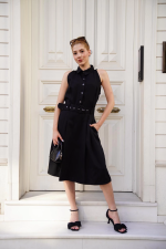 Gömlek Yaka Kemerli Elbise Siyah S255061 (Beden: S) - Görsel 2