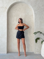 Brodeli Şort Etek S255075 Siyah (Beden: S) - Görsel 7