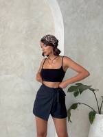 Brodeli Şort Etek S255075 Siyah (Beden: M) - Görsel 8