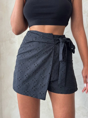 Brodeli Şort Etek S255075 Siyah (Beden: Xl)