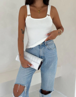 Ottoman Toka Askılı Bluz Beyaz S4194 (Beden: S)