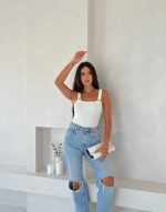 Ottoman Toka Askılı Bluz Beyaz S4194 (Beden: S) - Görsel 4