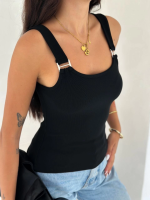 Ottoman Toka Askılı Bluz Siyah S4194 (Beden: M) - Görsel 7