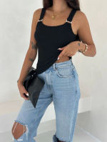 Ottoman Toka Askılı Bluz Siyah S4194 (Beden: M)