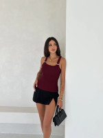 Ottoman Toka Askılı Bluz Bordo S4194 (Beden: L) - Görsel 2