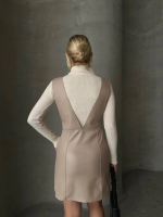 Deri Jile Elbise Bej W24796 (Beden: M) - Görsel 2