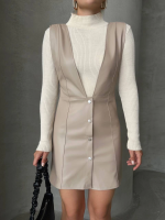 Deri Jile Elbise Bej W24796 (Beden: M) - Görsel 4