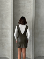 Deri Jile Elbise Haki W24796 (Beden: S) - Görsel 6