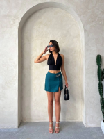 Zincirli Şort Etek Petrol Yeşili S24676 (Beden: S) - Görsel 5