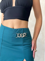 Zincirli Şort Etek Petrol Yeşili S24676 (Beden: S) - Görsel 8