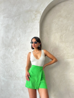 Kapaklı Şort Etek Yeşil S24901 (Beden: L) - Görsel 5