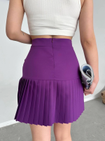 Altı Pliseli Mini Etek Mor S24705 (Beden: S) - Görsel 2