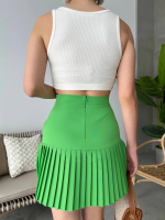 Altı Pliseli Mini Etek Yeşil S24705 (Beden: L) - Görsel 2