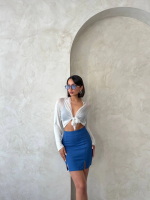 Çift Yırtmaçlı Etek İndigo S25910 (Beden: S) - Görsel 3