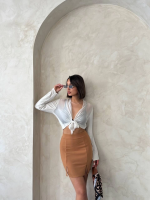 Çift Yırtmaçlı Etek Camel S25910 (Beden: S) - Görsel 4