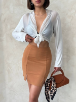 Çift Yırtmaçlı Etek Camel S25910 (Beden: L) - Görsel 6