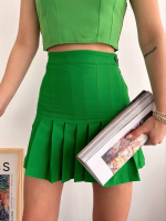 Pileli Düğmeli Etek Açık Yeşil S24811 (Beden: L) - Görsel 4