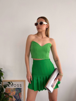 Pileli Düğmeli Etek Açık Yeşil S24811 (Beden: L) - Görsel 6