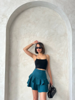 Valonlu Fırfırlı Etek Yeşil S24681 (Beden: S) - Görsel 2