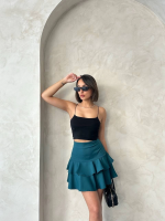 Valonlu Fırfırlı Etek Yeşil S24681 (Beden: M) - Görsel 5