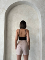 Valonlu Fırfırlı Şort Bej S24683 (Beden: M) - Görsel 3