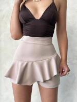 Valonlu Fırfırlı Şort Bej S24683 (Beden: M) - Görsel 6