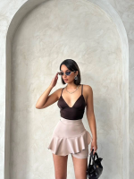 Valonlu Fırfırlı Şort Bej S24683 (Beden: L) - Görsel 5