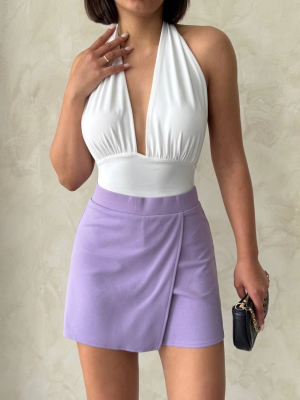 Kapaklı Şort Etek Lila S208 (Beden: M)