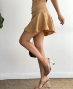 Kemerden Büzgülü Etek Camel (Beden: M) - Görsel 2