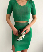 Etekli Triko Takım Yeşil T23107 (Beden: Standart) - Görsel 3