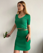 Etekli Triko Takım Yeşil T23107 (Beden: Standart) - Görsel 4