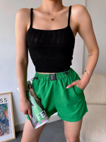 Armalı Keten Şort Yeşil S251003 (Beden: L) - Görsel 4