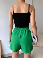 Armalı Keten Şort Yeşil S251003 (Beden: L) - Görsel 2