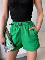 Armalı Keten Şort Yeşil S251003 (Beden: L)