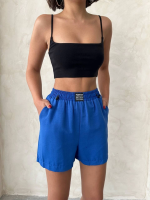 Armalı Keten Şort Saks Mavisi S251003 (Beden: M) - Görsel 5