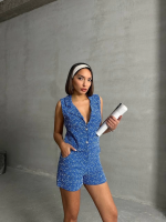 Yelekli Şort Takım Saks (Beden: S) - Görsel 2