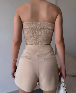 Arkadan Büzgülü Esnek Büstiyer Bej (Beden: M) - Görsel 2