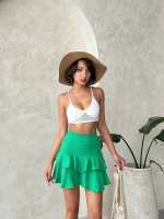 Valonlu Fırfırlı Etek Yeşil S24681 (Beden: S) - Görsel 4