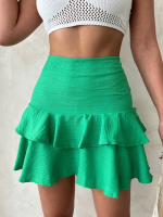 Valonlu Fırfırlı Etek Yeşil S24681 (Beden: S)