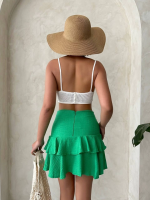 Valonlu Fırfırlı Etek Yeşil S24681 (Beden: M) - Görsel 2