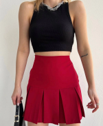 Altı Geniş Pileli Etek Bordo S24729 (Beden: M)