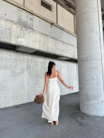 Dantelli Askılı Keten Elbise S4310 Bej (Beden: L) - Görsel 2