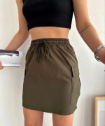 Kargo Cep İnce Paraşüt Etek Haki S241019 (Beden: S)