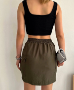 Kargo Cep İnce Paraşüt Etek Haki S241019 (Beden: S) - Görsel 4