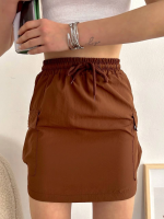 Kargo Cep İnce Paraşüt Etek Kahve S241019 (Beden: L)