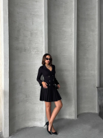 Altı Piliseli Uzun Kollu Ceket Elbise Siyah S255016 (Beden: M) - Görsel 4