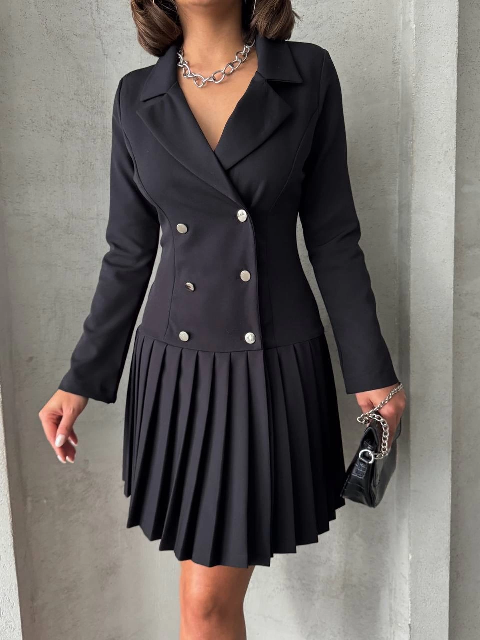 1234172_alti-piliseli-uzun-kollu-ceket-elbise-siyah-s255016-69029461-sw960sh1280.png Altı Piliseli Uzun Kollu Ceket Elbise Siyah S255016 (Beden: M) - Görsel 1