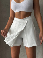 Piliseli Düğmeli Şort Etek Beyaz S25813 (Beden: M) - Görsel 4